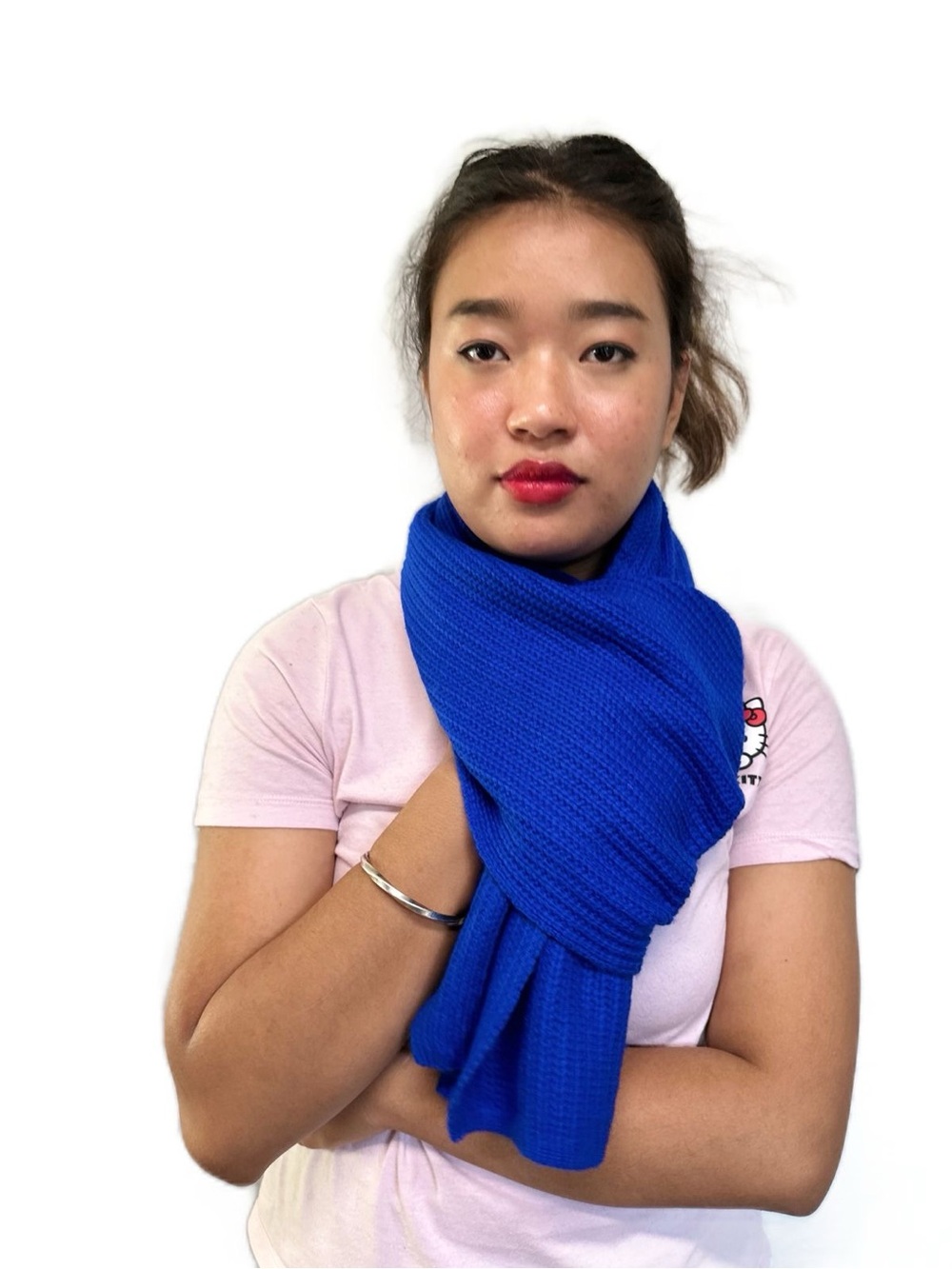 Men's Bold Royal Blue Knit Scarf - Stylish Winter Accessory